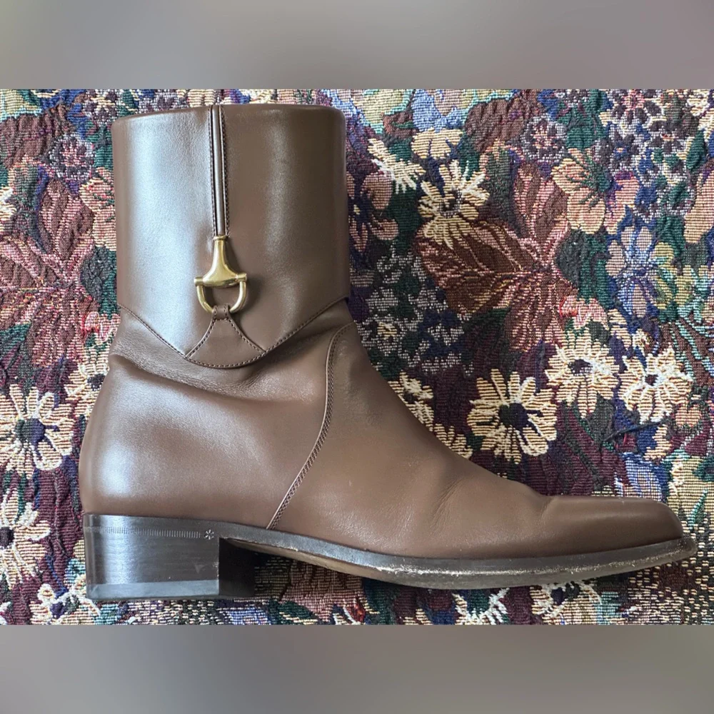 Gucci Horsebit Brown Leather Men’s Ankle Boots Size 11T 12 US - Picture 10 of 12